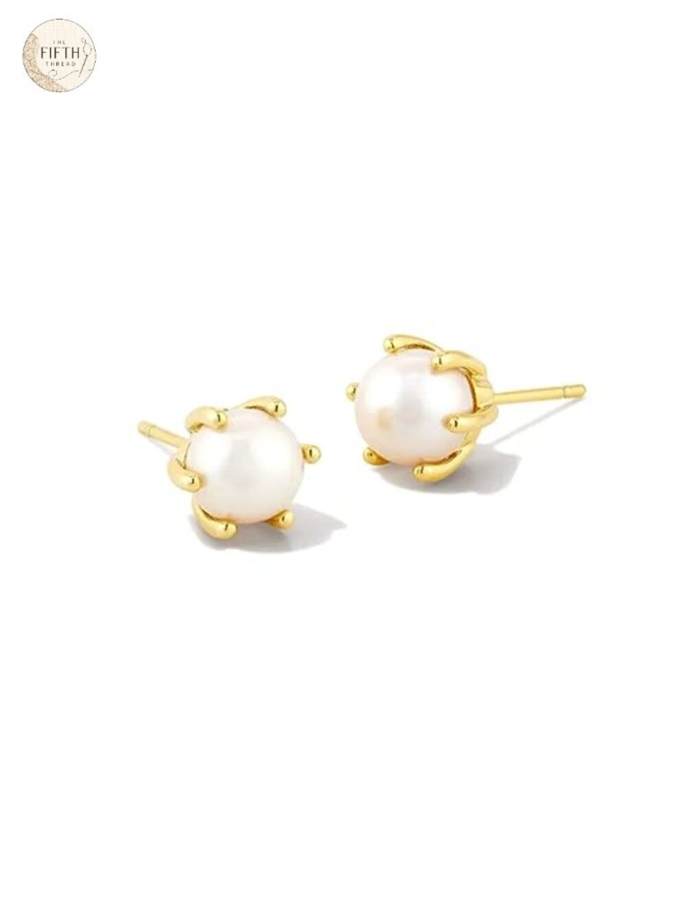 Pearl Stud Earrings Gold Plated Brass